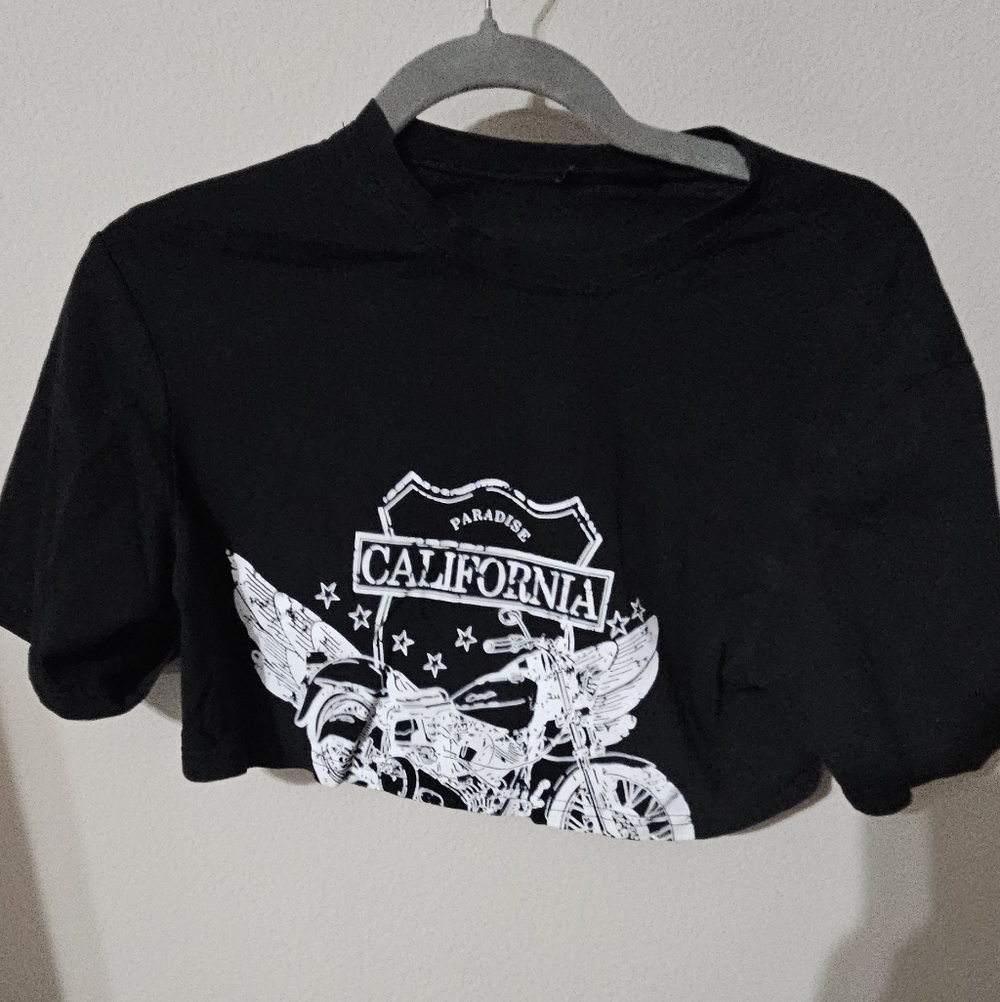 SHEIN Black California Motorcycle Kids Tee